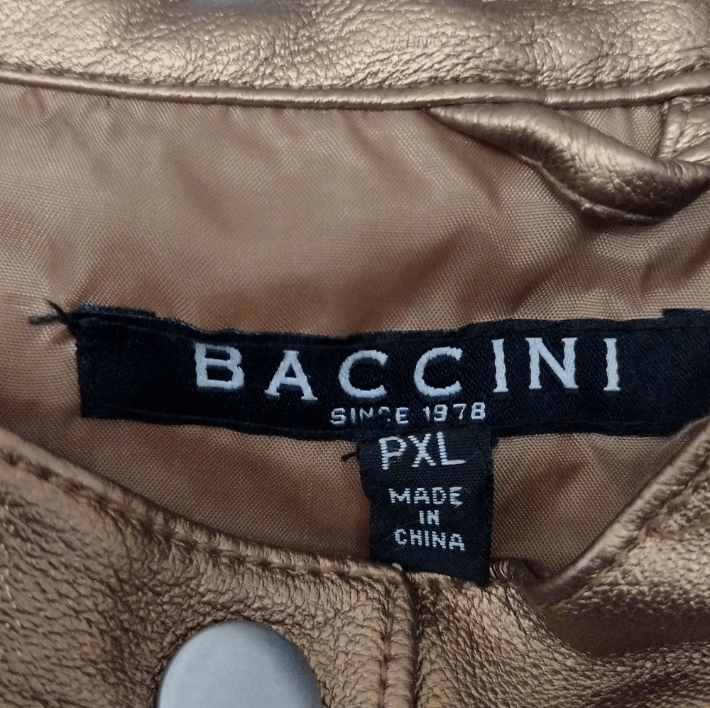 Ladies Gold Vegan Leather Short Jacket - Picture 6 of 8